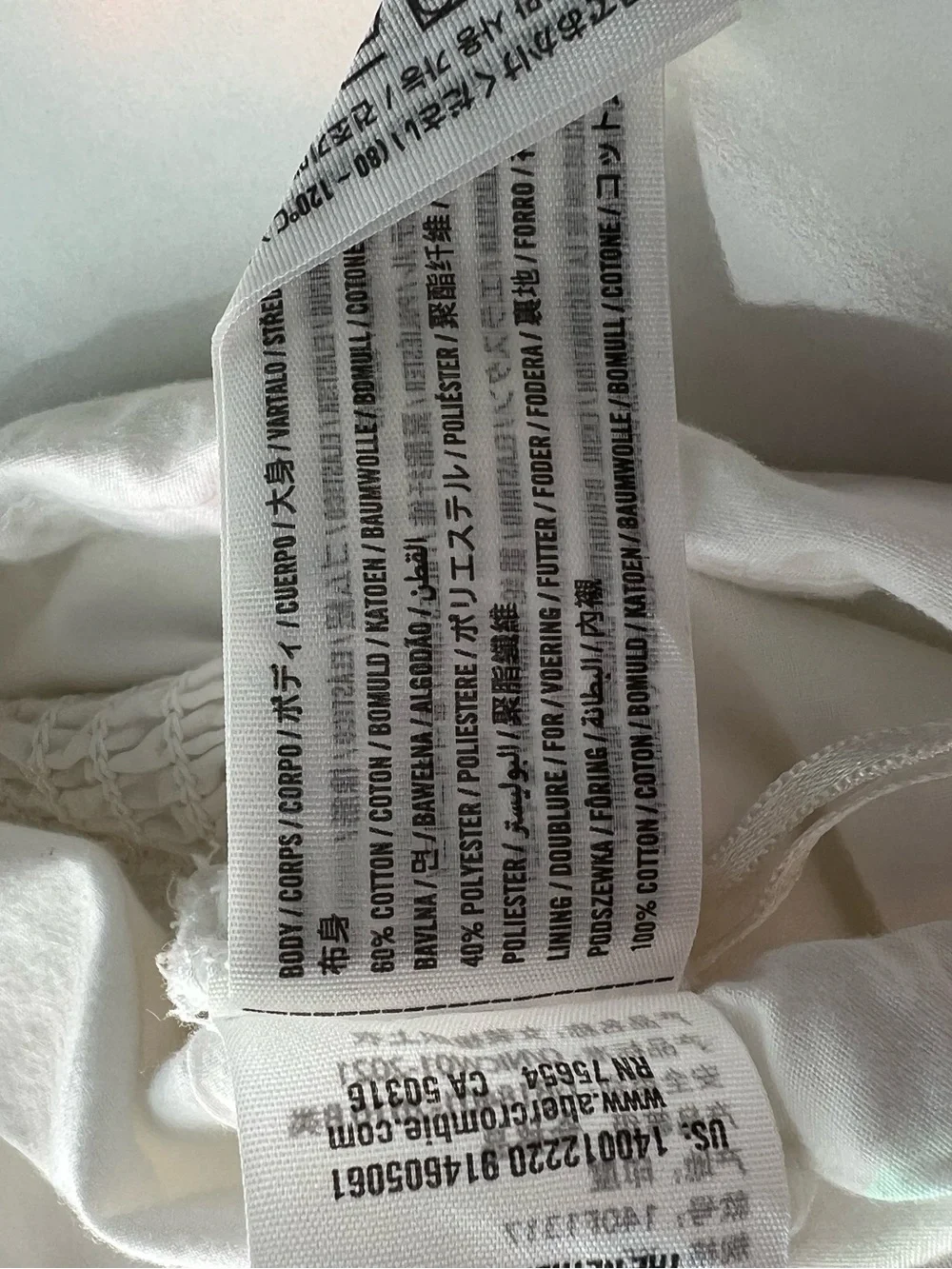 Abercrombie & Fitch Cottage White Cropped Top ruched neckline keyhole and bow